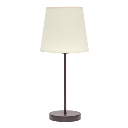 Lámpara Maldivas fabricada en metal color marrón con pantalla textil beige