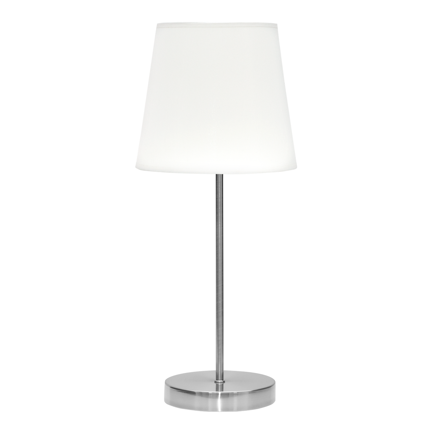 Sobremesa Maldivas Niquel/Blanco E14 de Fabrilamp, vista frontal. Iluminación elegante para tu hogar.