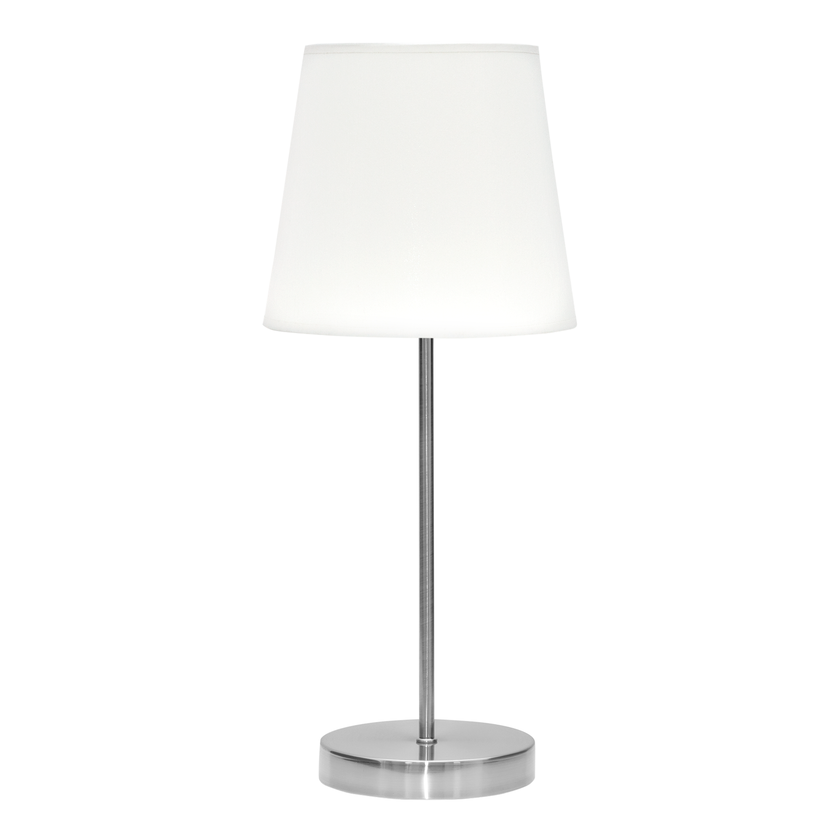 Sobremesa Maldivas Niquel/Blanco E14 de Fabrilamp, vista frontal. Iluminación elegante para tu hogar.