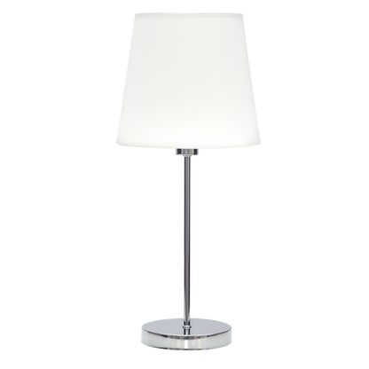 Sobremesa Maldivas Cromo/Blanco de Fabrilamp, vista frontal. Iluminación elegante para tu hogar.