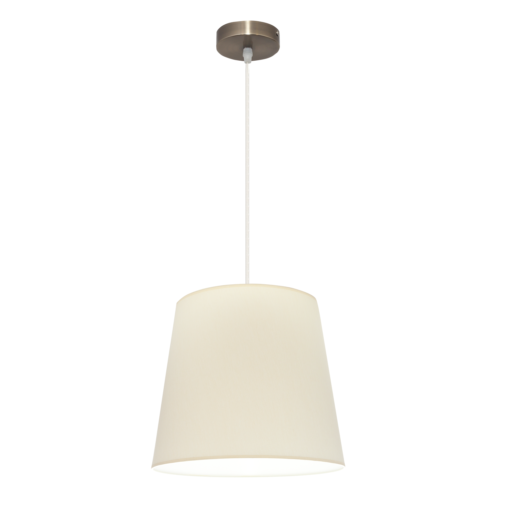 Colgante Maldivas fabricado en Metal color Cuero, pantalla Textil Beige