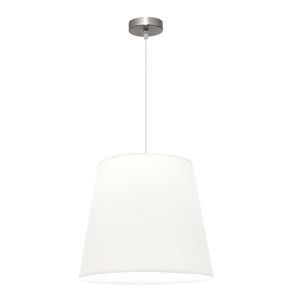 Lámpara colgante Maldivas fabricada en metal color níquel y textil blanco
