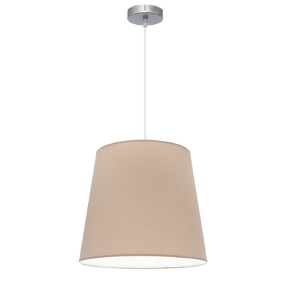 Colgante Maldivas fabricado en Metal color Cromo, con pantalla textil color Piedra