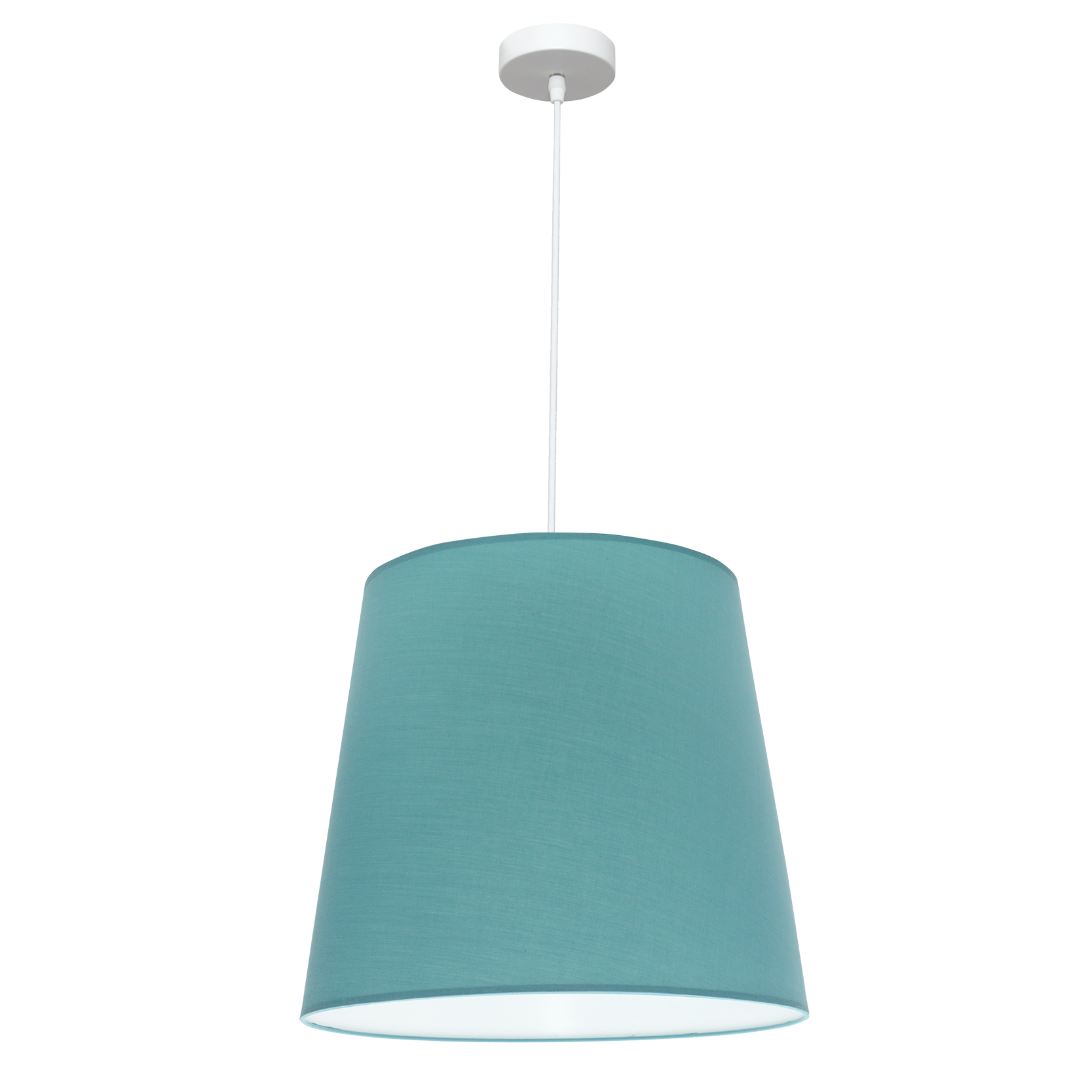 Lámpara colgante Maldivas fabricada en metal y textil color blanco y turquesa