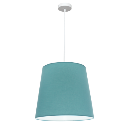 Lámpara colgante Maldivas fabricada en metal y textil color blanco y turquesa