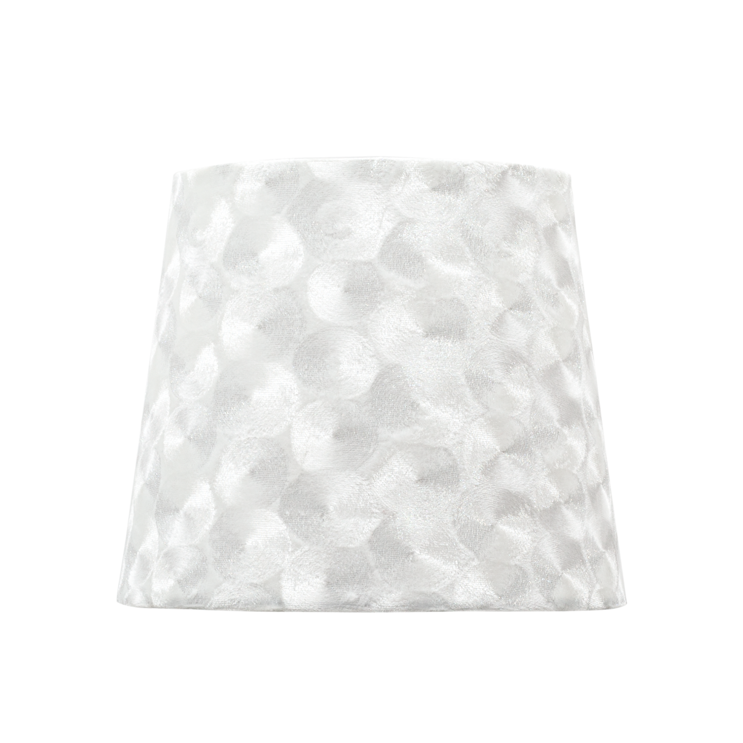 Pantalla Fátima E27 40cm de Fabrilamp, color blanco nacarado, material textil, diseño elegante.