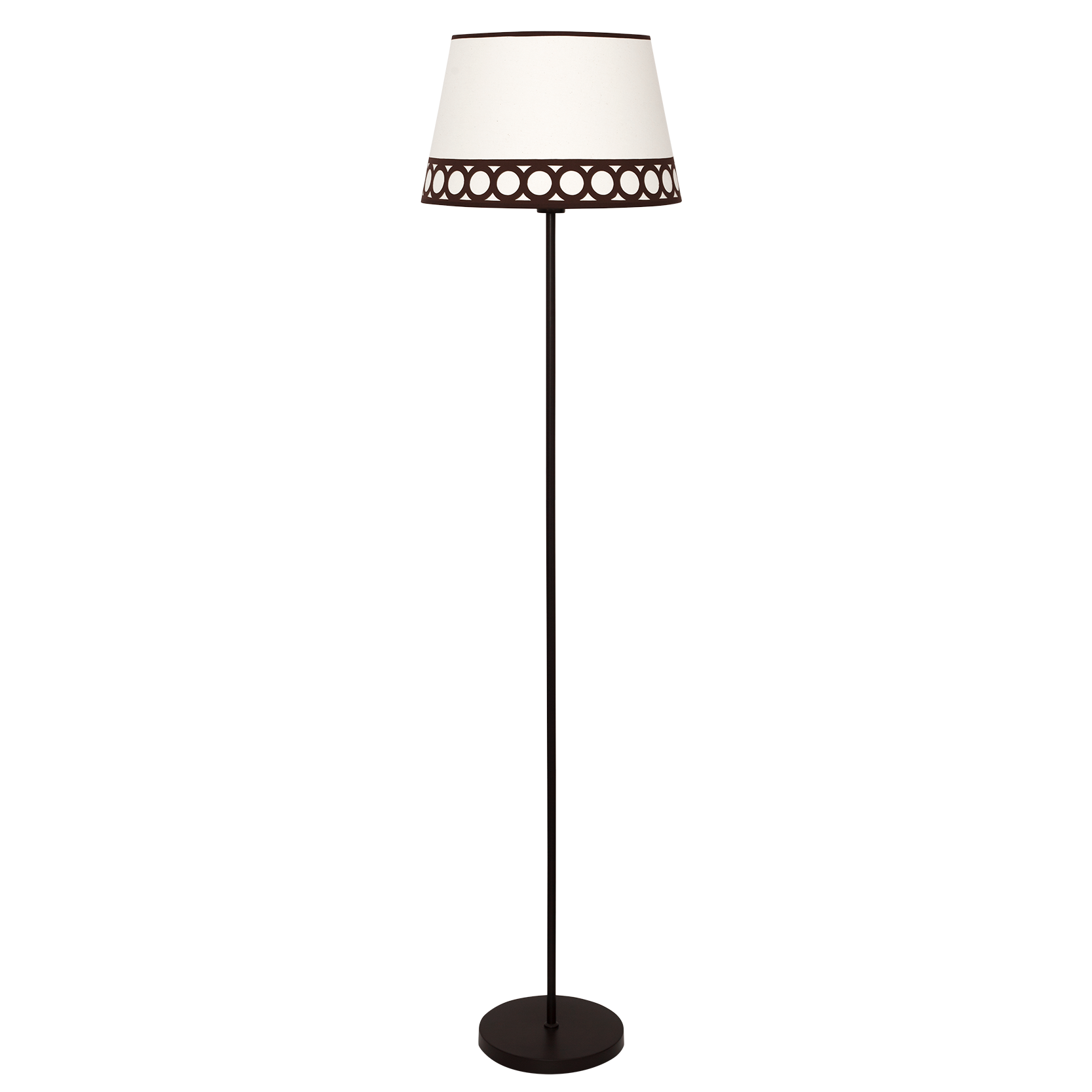Lámpara de pie Dalia fabricada en metal y textil color beige y marrón