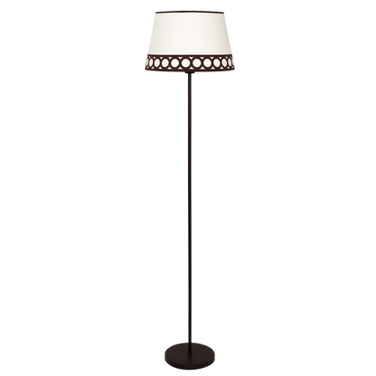 Lámpara de pie Dalia fabricada en metal y textil color beige y marrón