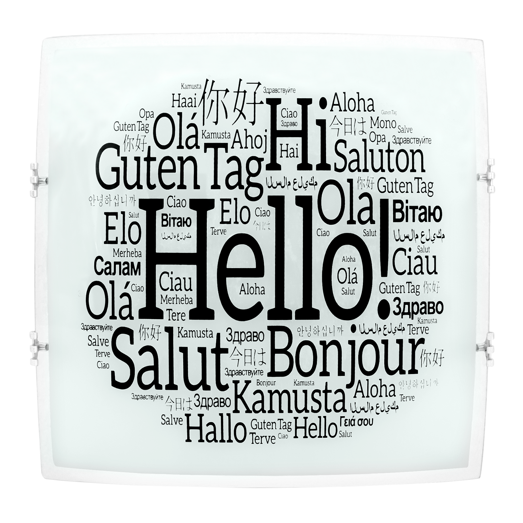 Plafón Saludo fabricado en Metal y Cristal color Blanco para iluminación moderna