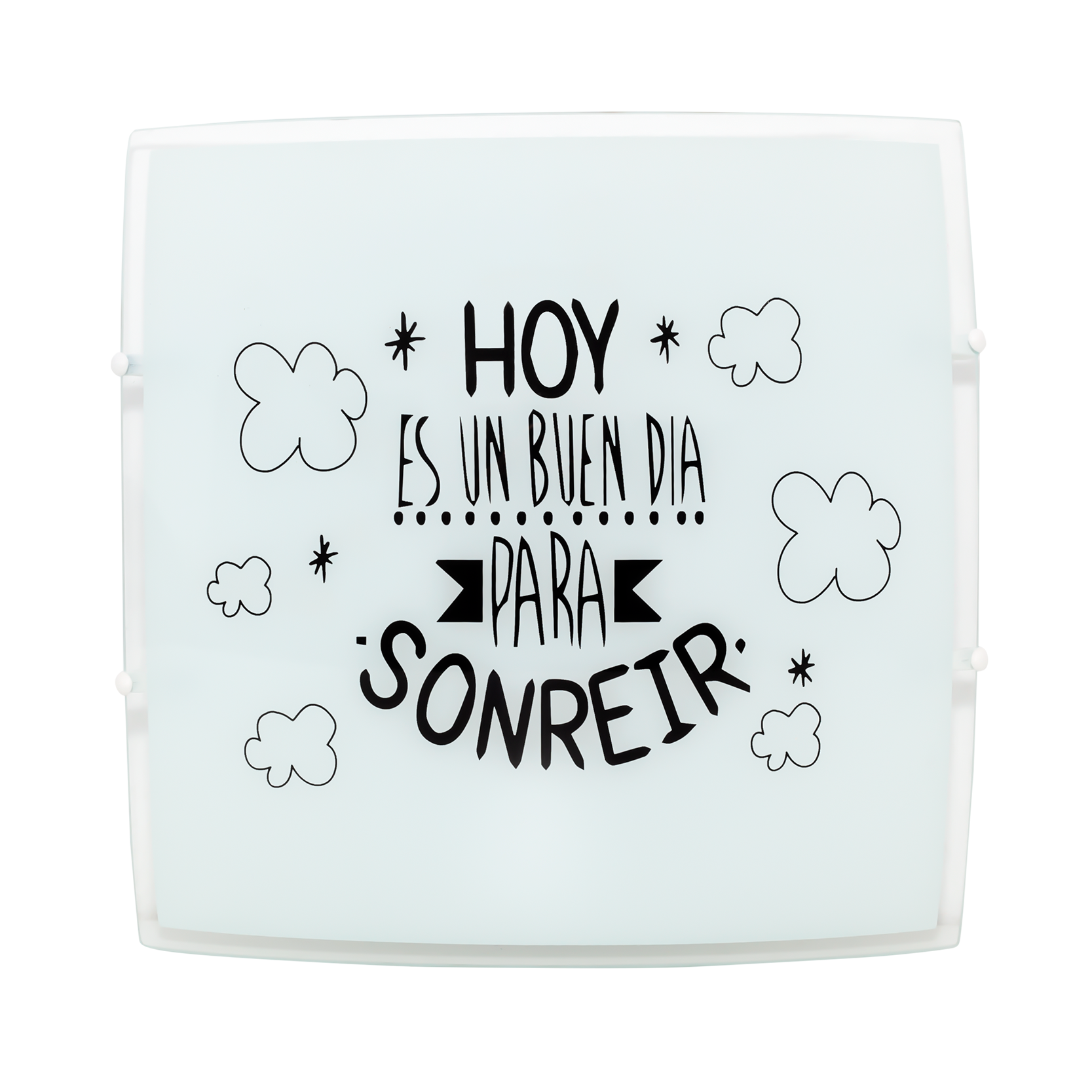 Plafón Sonrisa fabricado en metal y cristal color blanco para interiores