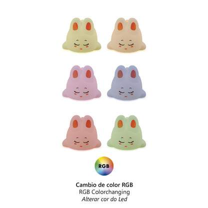 Esquema con dimensiones 10x14x8 cm de la sobremesa Bunny LED verde ALEMAR