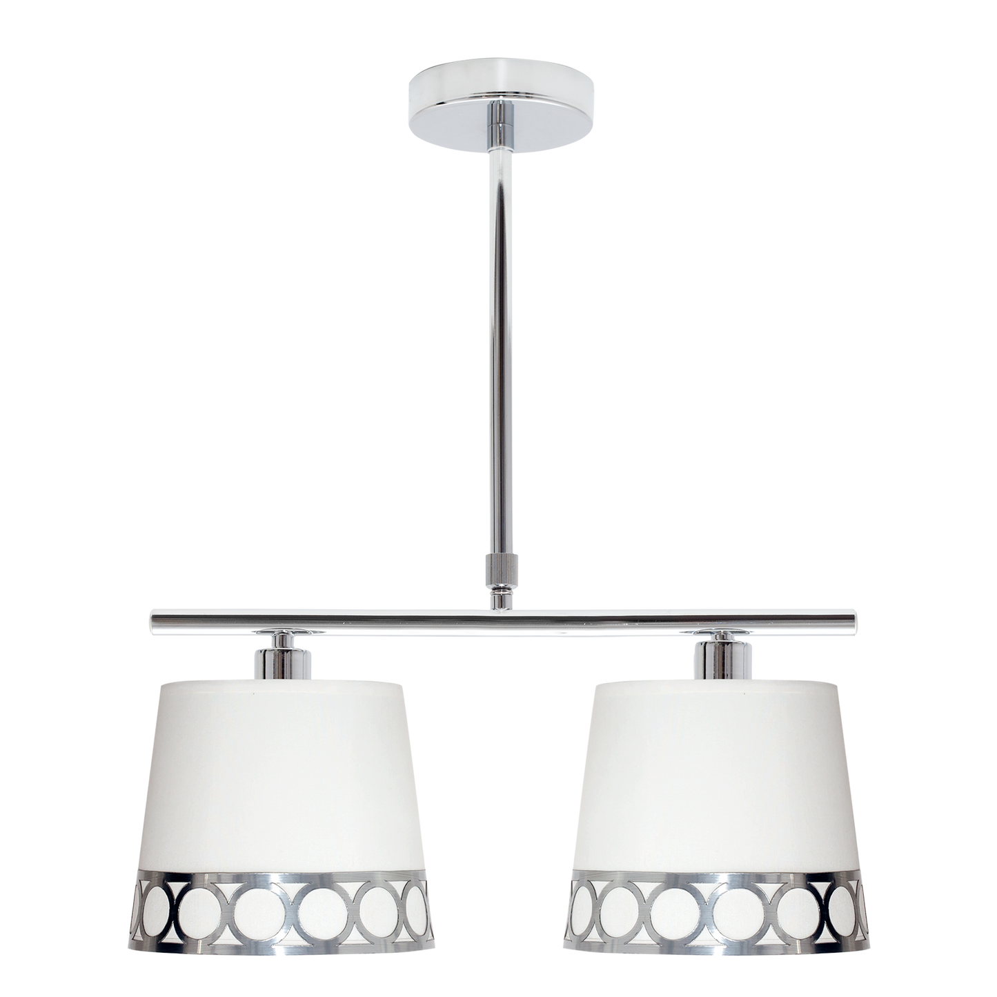 Lámpara Dalia fabricada en metal y textil color blanco plata