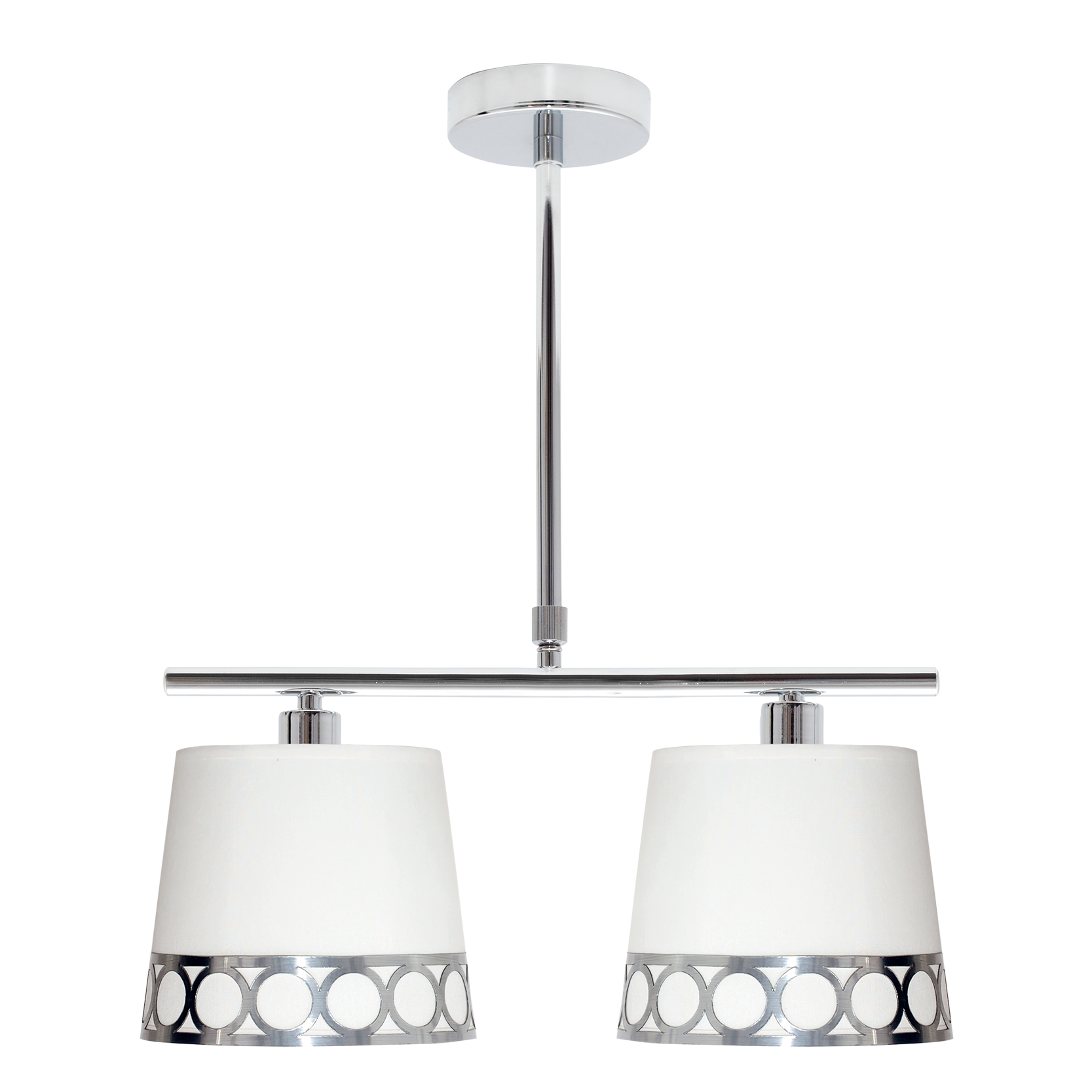 Lámpara Dalia fabricada en metal y textil color blanco plata