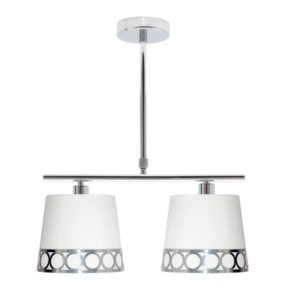 Lámpara Dalia fabricada en metal y textil color blanco plata