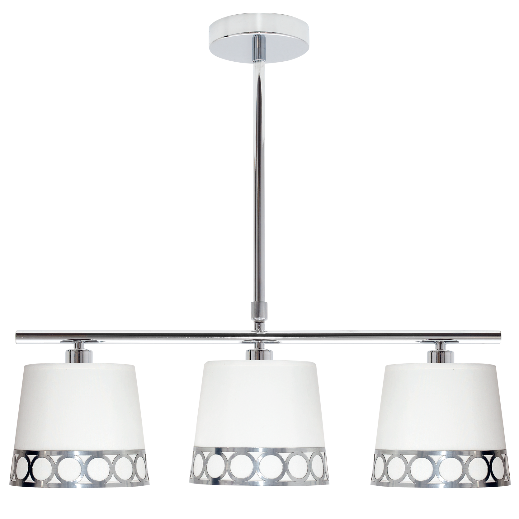 Lámpara Dalia fabricada en metal cromado color blanco y plata, ideal para iluminar tu salón.