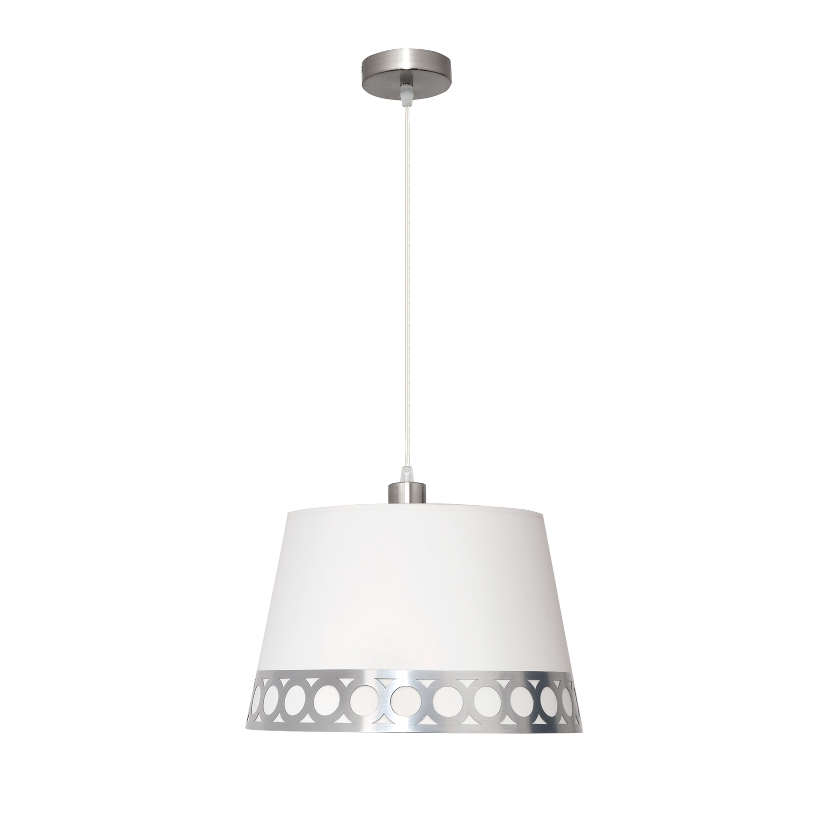 Colgante Dalia fabricado en metal y textil color blanco y plata