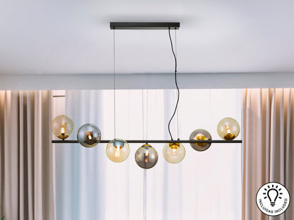 Lámpara Colgante Inoa 7 Luces Negro Mate y Ámbar Schuller en ambiente decorado | Schuller