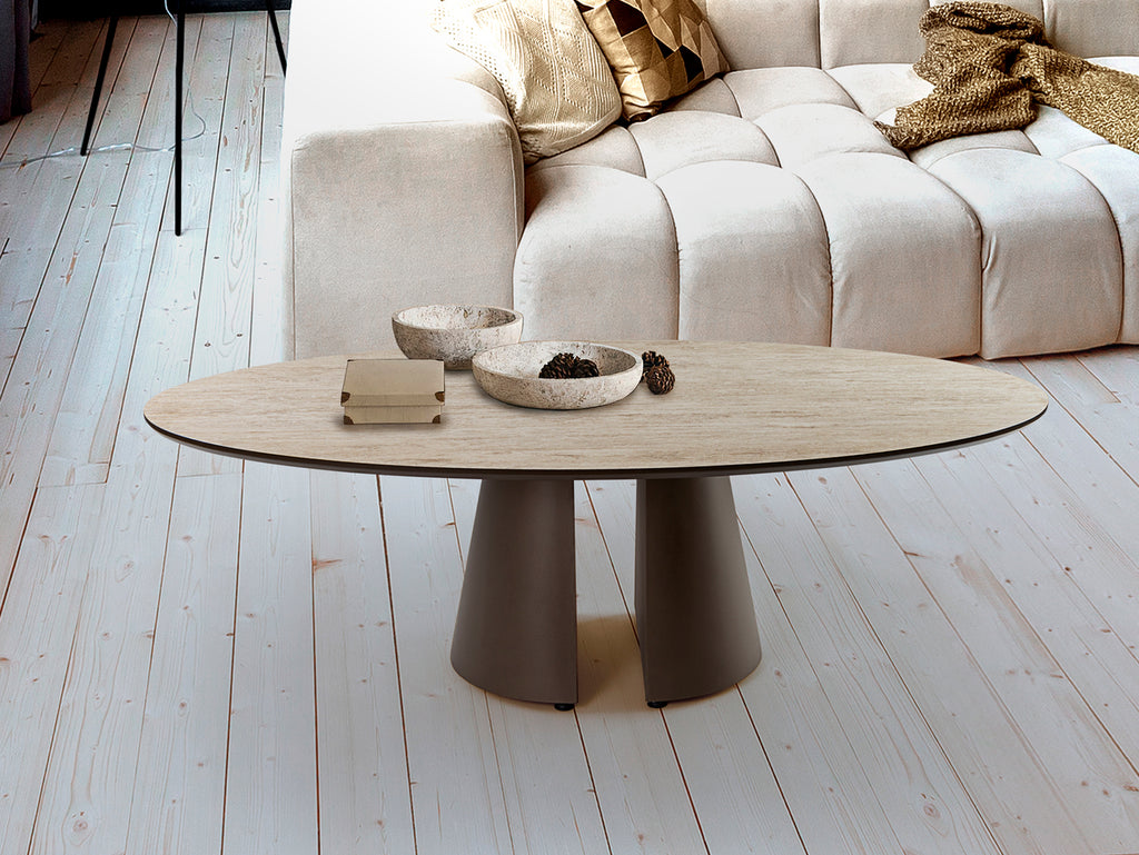 Mesa de Centro Ovalada Travertino - Samara Schuller - 498814 - Vista 1