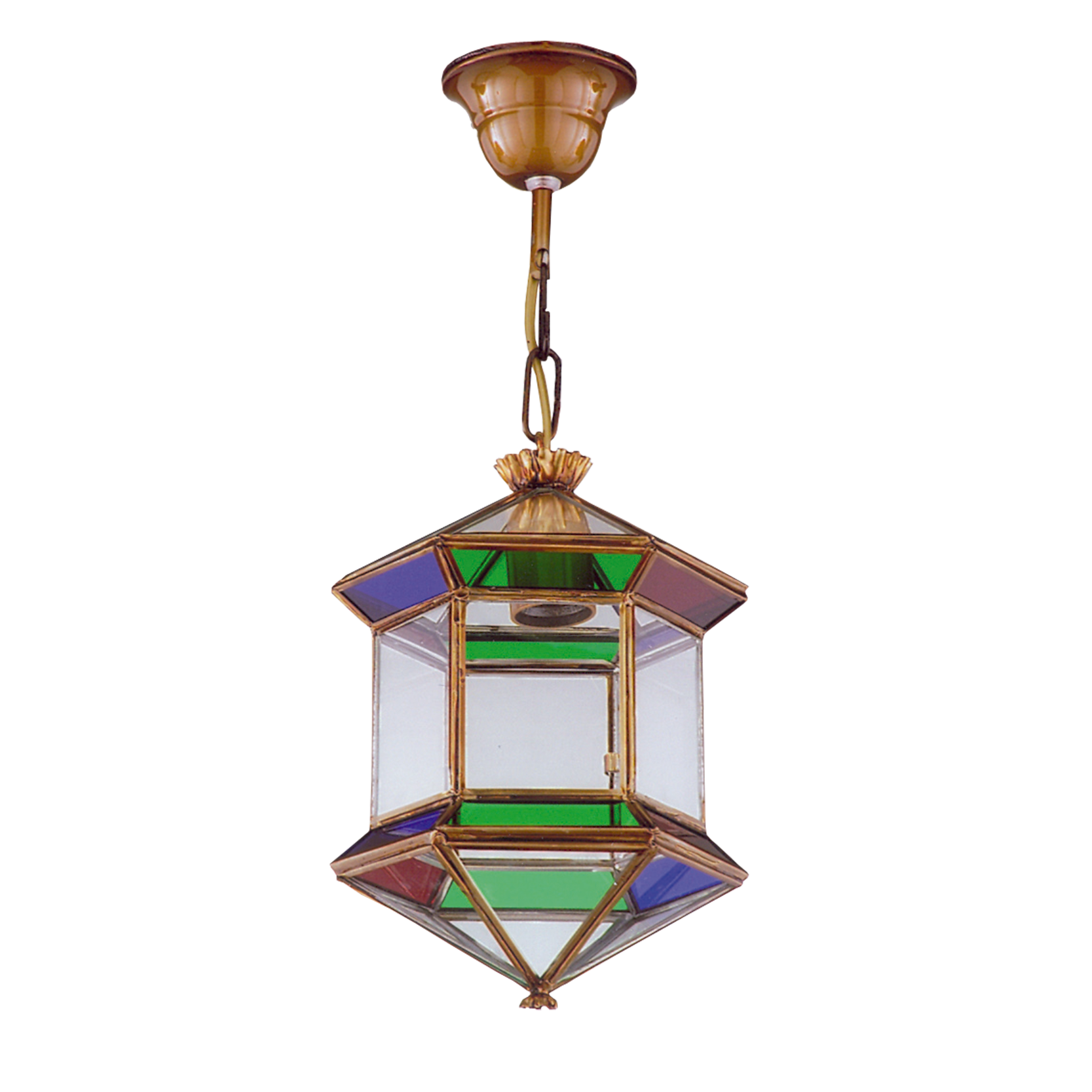 Farol Granadino Hexagonal de Colores, diseño rústico y elegante de Fabrilamp, disponible en luzguru.com