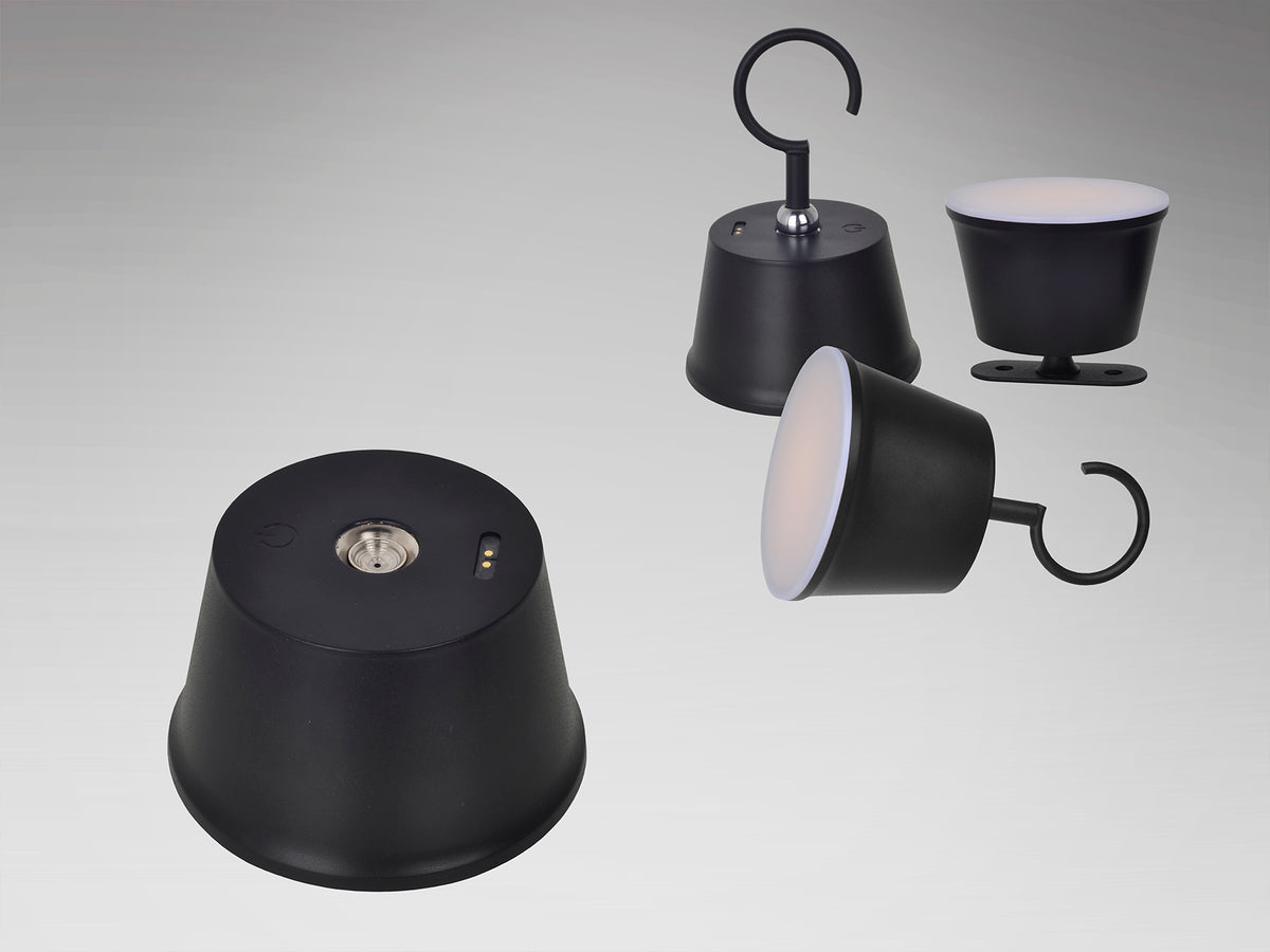 Lámpara de Sobremesa LED Portátil Cuco 3W Recargable Negro Schuller en ambiente decorado | Schuller
