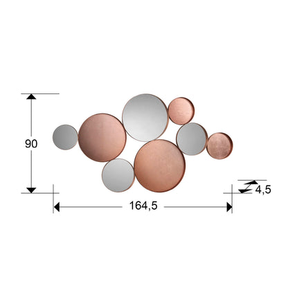 Plano con medidas de Espejo de Pared Malmo 165x90 cm Oro Rosa Schuller