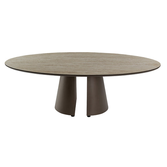 Mesa de Centro Ovalada Samara 130 cm Travertino y Marrón Schuller - vista principal | Schuller