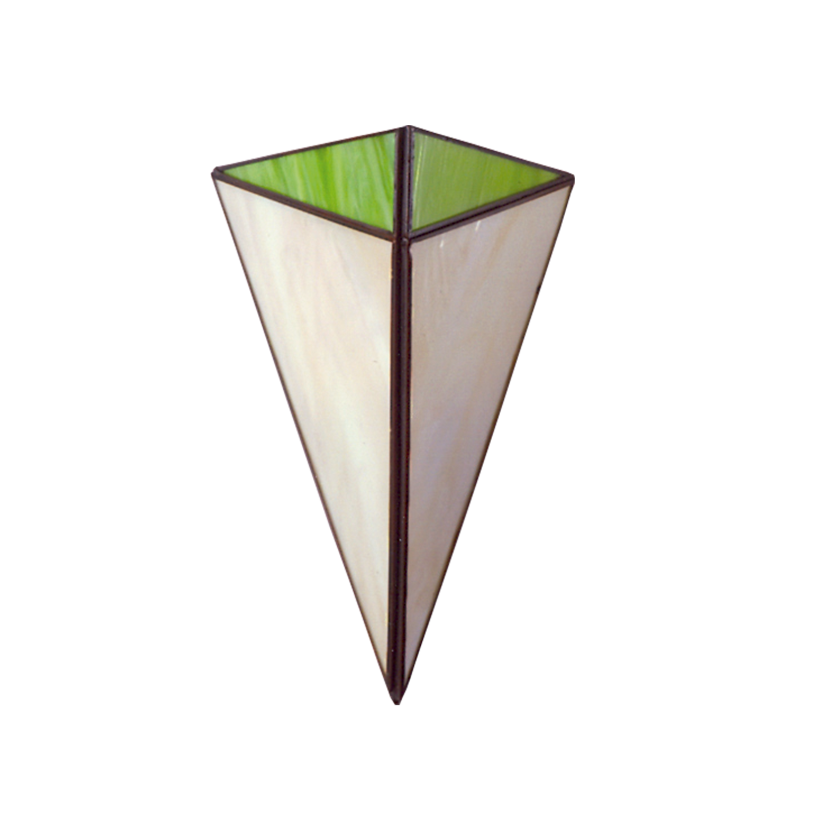 Aplique Piramide Fabrilamp / Abrila fabricado en material resistente color verde pistacho, ideal para decoración rústica.