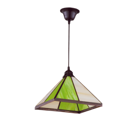 Farol piramidal fabricado en metal color verde pistacho