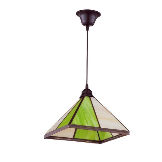 Farol piramidal fabricado en metal color verde pistacho