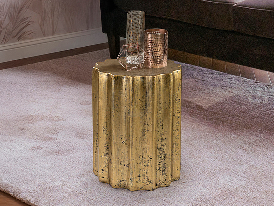 Mesa Auxiliar Estriada Dorada - Oro Patinado - Schuller - 409124 - Vista 1