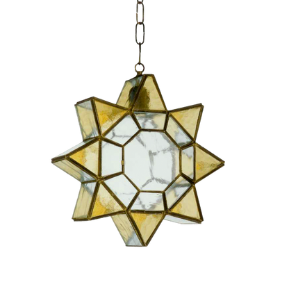 Colgante Estrella Ámbar de Fabrilamp, diseño rústico y elegante para interiores. luzguru.com