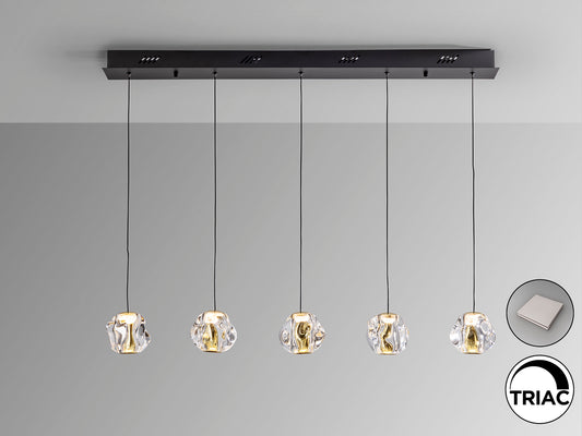 Lámpara Colgante LED Zaria 5 Luces 21W Negro y Oro Schuller - vista principal | Schuller