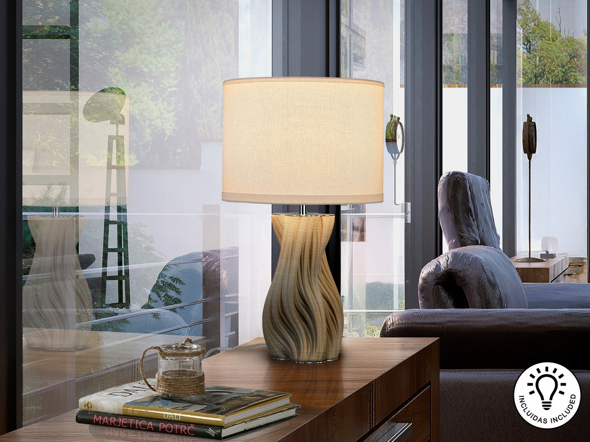 Lámpara de Sobremesa Merlin 67 cm Cerámica Gris Claro Schuller en ambiente decorado | Schuller