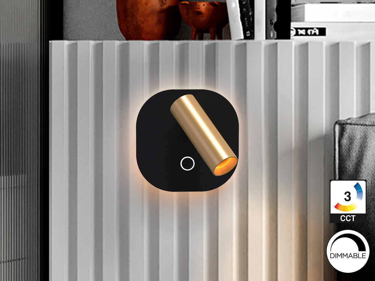 Aplique de Pared con Foco de Lectura Biblos Oro y Negro Schuller en ambiente decorado | Schuller