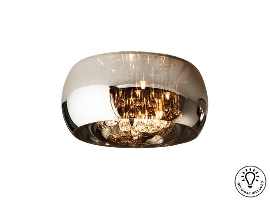 Plafón de Techo Argos Ø40 cm Cromo y Cristal Murano Schuller - vista principal | Schuller