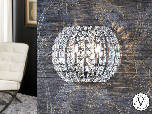 Aplique de Pared Diamond 2 Luces 26 cm Cromo Schuller en ambiente decorado | Schuller