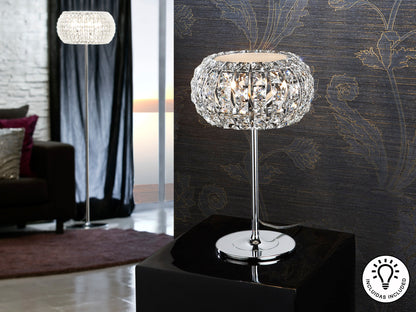 Lámpara de Sobremesa Diamond 3 Luces Cromo y Cristal Transparente Schuller en ambiente decorado | Schuller