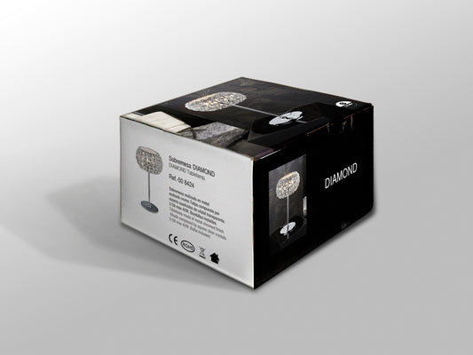 Lámpara de Sobremesa Diamond 3 Luces Cromo y Cristal Transparente Schuller en ambiente decorado | Schuller