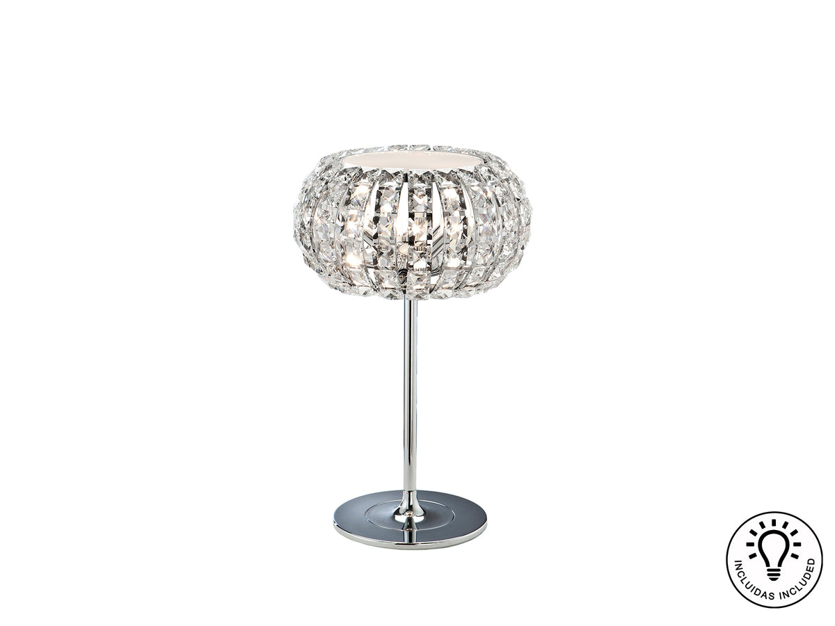 Lámpara de Sobremesa Diamond 3 Luces Cromo y Cristal Transparente Schuller - vista principal | Schuller