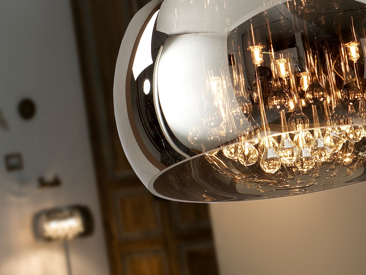 Lámpara Colgante Argos Ø40 cm 5 Luces Cromo y Cristal Espejado Schuller en ambiente decorado | Schuller