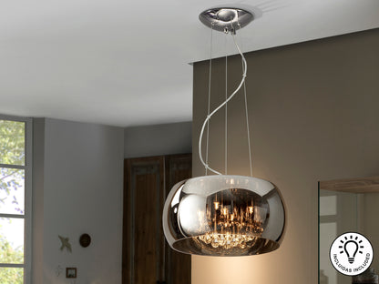 Lámpara Colgante Argos Ø40 cm 5 Luces Cromo y Cristal Espejado Schuller en ambiente decorado | Schuller