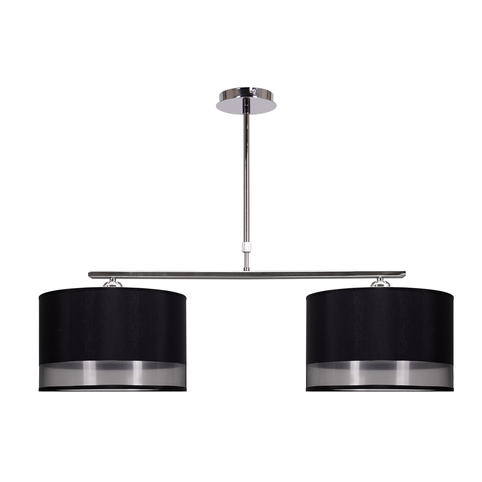 Lámpara Menorca fabricada en metal y textil color cromo y negro