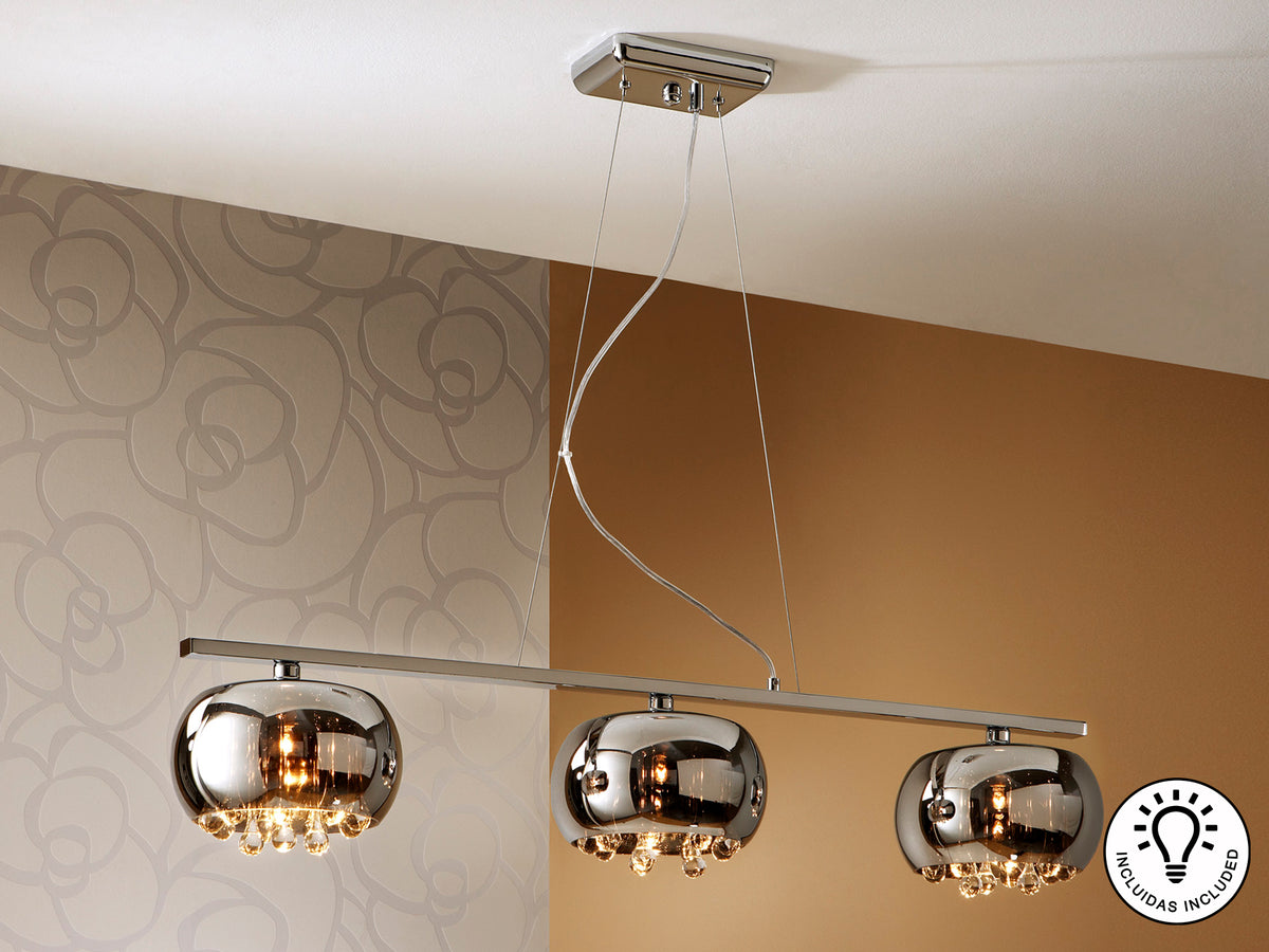 Lámpara de Techo Lineal Argos 102 cm Cromo y Cristal Espejado Schuller en ambiente decorado | Schuller