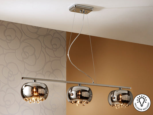 Lámpara de Techo Lineal Argos 102 cm Cromo y Cristal Espejado Schuller en ambiente decorado | Schuller