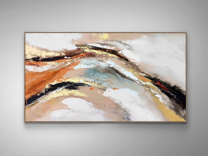 Pintura Acrílica Gestos 100x180 cm con Detalles Dorados Schuller en ambiente decorado | Schuller