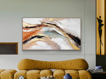 Pintura Acrílica Gestos 100x180 cm con Detalles Dorados Schuller en ambiente decorado | Schuller
