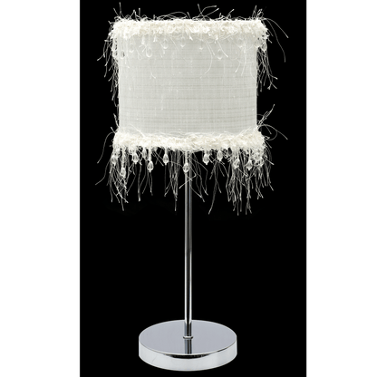 Lámpara de mesa vintage con pantalla textil, ideal para dormitorio