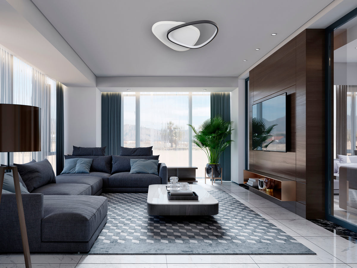 Plafón de Techo LED Romo 28W Blanco y Negro Mate Schuller en ambiente decorado | Schuller