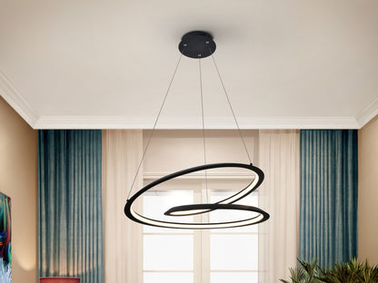 Lámpara Colgante LED Looping Ø60 cm Negro Mate Schuller en ambiente decorado | Schuller · Ref. 527583