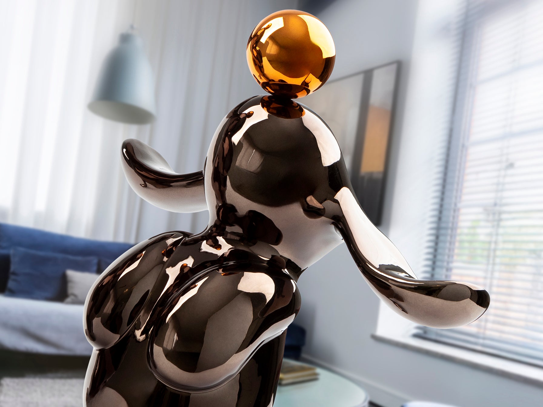 Figura Decorativa Conejo Pequeña Gris/Naranja - Schuller - 302258 - Vista 3